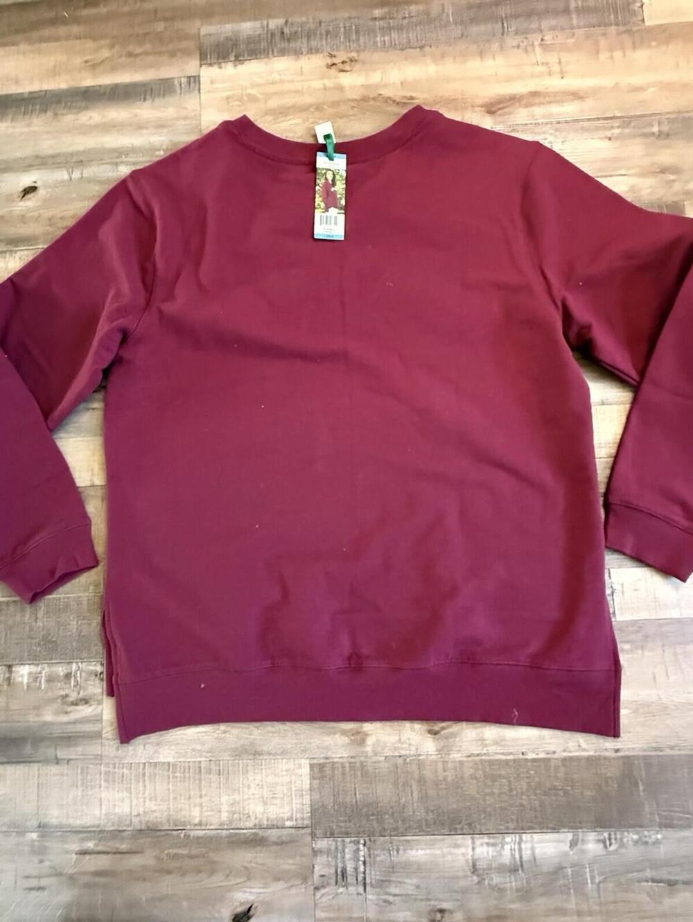Wine O'Clock Burgundy Large Sweatshirt Long Sleeve Soft Feel Brand New Tags - Picture 7 of 9